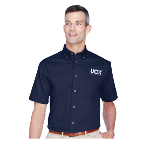 Harriton Men's Easy Blend™ Short-Sleeve Twill Shirt with Stain-Release (M500S)
