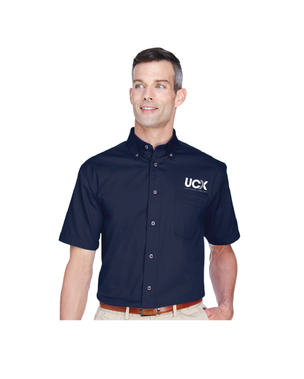 Harriton Men's Easy Blend™ Short-Sleeve Twill Shirt with Stain-Release (M500S)