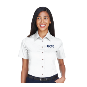 Harriton Ladies Easy Blend™ Short-Sleeve Twill Shirt with Stain-Release (M500SW)