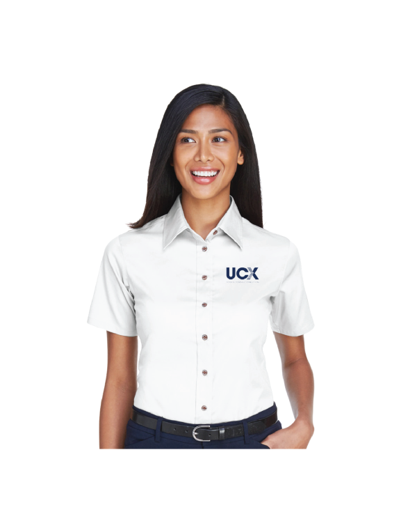 Harriton Ladies Easy Blend™ Short-Sleeve Twill Shirt with Stain-Release (M500SW)