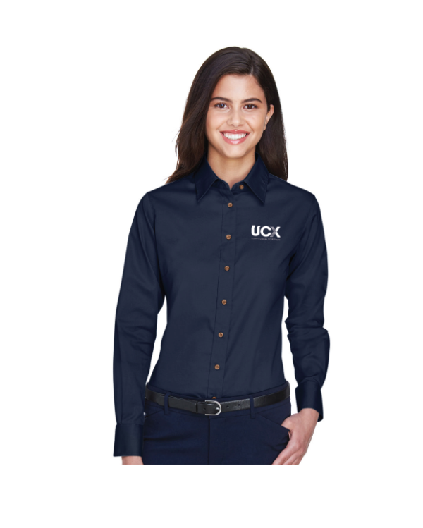 Harriton Ladies' Easy Blend™ Long-Sleeve Twill Shirt with Stain-Release (M500W)