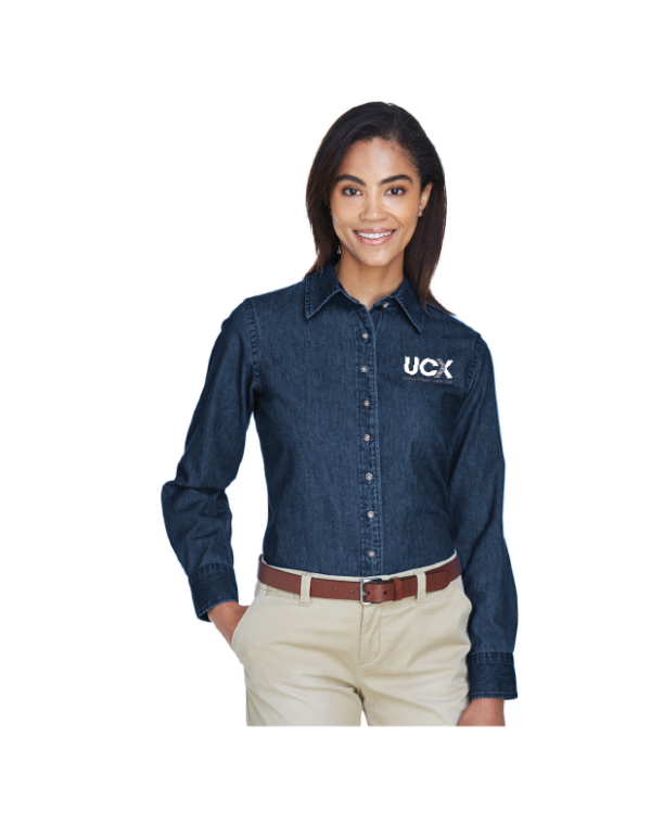 Harriton Ladies' Long-Sleeve Denim Shirt (M550W)